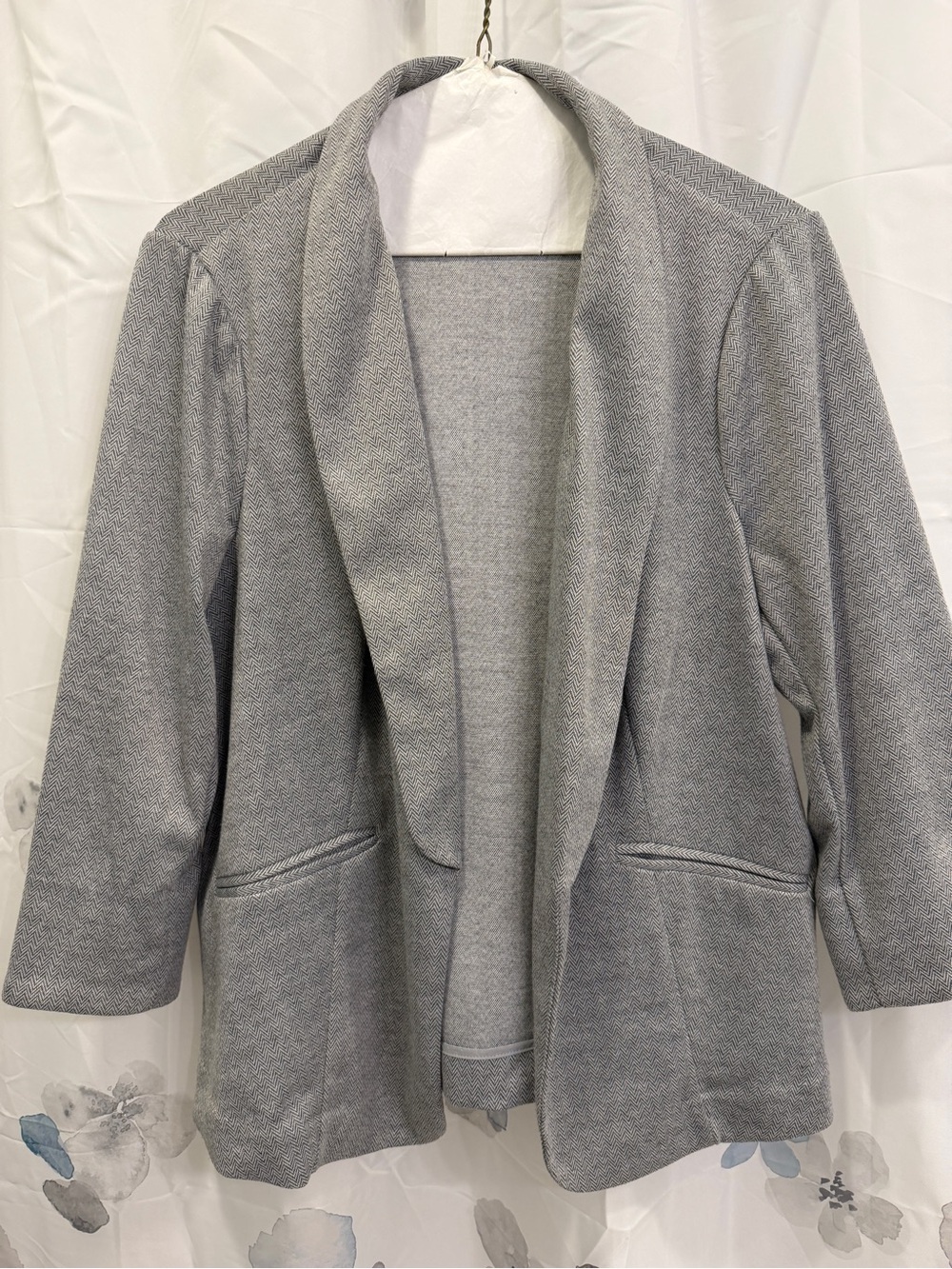 Light Gray Open-Front Women's Blazer Sweater Jacket
